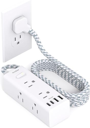 Power Strip Surge Protector - One Beat 6 Widely Outlets with 4 USB Ports(2 USB C), Flat Plug Extension Cord, Multi Plug Wall Outlet Extender, Small Power Strip for Home Office Travel College Dorm Room