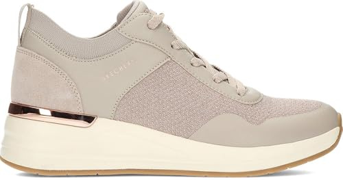 Skechers Billion 2 Winning StreakSneaker para Mujer, Taupe Duraleather Engineered Knit Suede, 37 EU