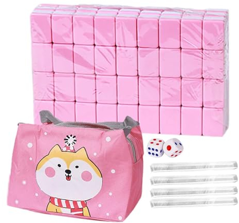 ppARK Mahjong Mahjong-Set in Reisegröße, dauerhafte Fliesen, Mah-Jong, chinesisches Mahjong-Set für Familie, Freizeit, Wohnzimmer, Balkon Mahjong Spiel