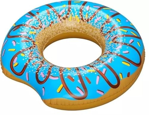 Giant Blue Doughnut Swim Ring Inflatable Rubber Donut Pool Float Lounger Kids Adults 42 Swimming Tube