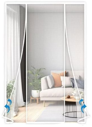 Insektenschutzrollo für Türen, 255x255cm Netz Vorhänge, Moskitonetz Tür, Insektenvorhang, Magnet Fliegengitter Tür Insektenschutz, Weiß