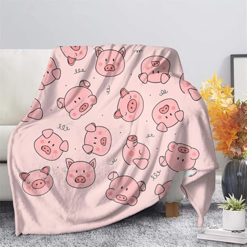 Kuscheldecke 220x240 Cartoon Rosa Schwein Kuscheldecken Falten Beständig Weich Flanell Flauschige Decke für Fernsehen, Auf Dem Sofa/Bett Faulenzen