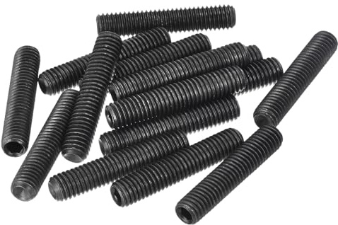 sourcing map Lot de 15 vis sans tête à six pans creux M8 x 40 mm en acier au carbone pour réparation d'instruments compacts, machines et équipements (noir)
