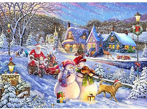 HUADADA Puzzle 1000 Teile für Erwachsene und Kinder, Impossible Game, Puzzles-Geschenk, Clevere Rätsel, Puzzles Farbenfrohes, Puzzle mit Frohe Weihnachten-Motiv