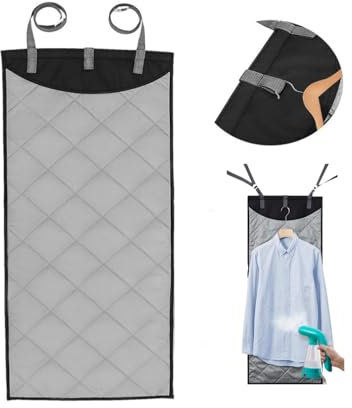 Ironing Mat，Over The Door Vertical Steamboard Press Pad， 45.27×18.89in Heat-resistant Over The Door Steam Pad Portable Foldable Over Door Clothes Steamer Pad for Clothes Steaming