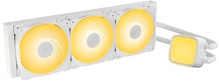 Geometric Future Eskimo Pro - Enfriador de agua líquido AIO CPU de 360 mm - RGB PWM Squama 2501W ventilador x 3- Compatible con Intel LGA 1700, AMDAM5 -Blanco- (GEO-EP-36W)