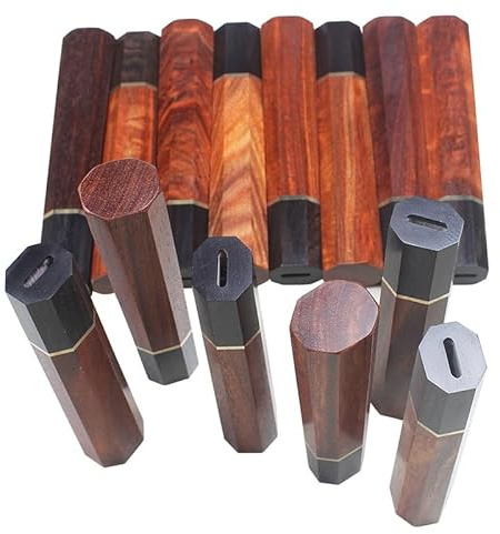 1 styck japansk stil blod sandelträ åttakantigt trä knivhandtag gör-det-själv japansk nötköttskniv handtag Willow Chef kökstillverkning (2,5 mm x 12 mm x 138 mm)