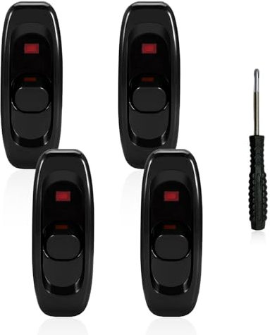RYAN 4 Stück Schnurschalter 2 Polig Schnurschalter AC250V /10A Inline Schalter Taste zum Ein- und Ausschalten für Lampe für Tischlampe Schreibtischlampe Bettlampe Zwischenschalter (Schwarz)