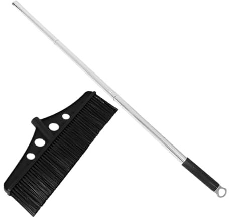 MOLUCKFU Heavy Duty Garden Broom Hard Brush Head Patio Sweeper for Outdoor Cleaning Detachable Floor Brush for Courtyard Black