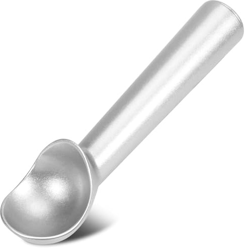 2.5 OZ Ice Cream Scoop, Non-Stick Anti-Freeze Ice Cream Scoop Spoon, Nonstick Anti-Freeze One Piece Aluminum Scooper Spoon for Gelato Melon Ball Fruit (Silver)