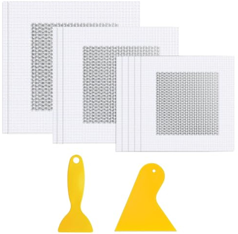 NCOALE Wall Repair Kit, 10 PCS Self Adhesive Plasterboard Wall Repair Patch with 2 Scrapers Dry Wall Plaster Patch Kits Fiberglass Mesh Wall Hole Repair Patches (2/4/6 Inch)