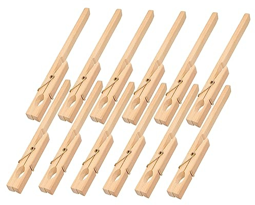 Pinzas de Madera Marrón para Tubos de Ensayo 12 Piezas