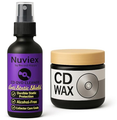 Premium CD DVD Cleaner Kit – Disc Cleaning Fluid, Microfiber Cloth, Anti-Static Glove & Cleaning Wax – Complete Compact Disc Care Set for CDs, DVDs, Blu-Rays & Video Game Discs