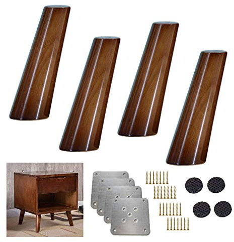 Gambe in legno massiccio per mobili da cucina, design a cono obliquo a 80°, piedini di ricambio per poltrona, divano, tavolino, cassettiera, credenza, lunghezza 25 cm
