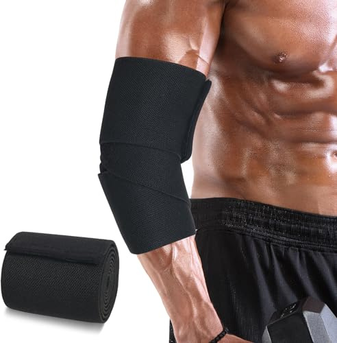 NuCamper Tutore Gomito, Fascia Di Compressione, Protezione Muscoli Articolazioni, Uomo e Donne Gomitiera, Bendaggio Antiscivolo per Palestra, Bodybuilding, Calisthenics, Allenamento, Sollevamento Pesi