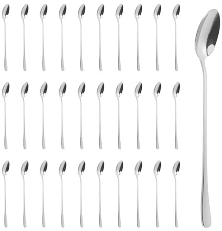 CHIHEUNG 36 PCS Latte Spoon, Long Handle Teaspoons, 7.7 Inch/19.6 cm Stainless Steel Coffee Spoons for Tea, Dessert, Coffee