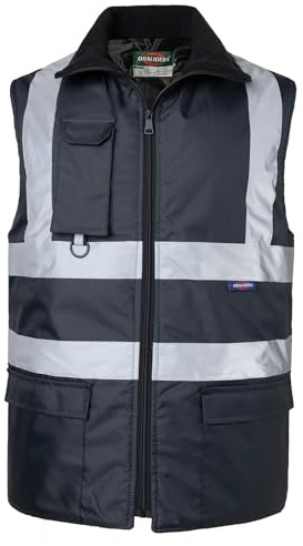 Oralidera Chaleco de Seguridad para Hombre Reflectante Alta Visibilidad Chaleco Acolchado de Invierno Cálido Chaqueta de Trabajo sin Mangas, Negro, M
