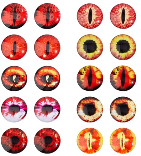 DICOSMETIC 50Pcs 25mm Large Glass Cabochon Eyes Stick on Glass Craft Eyes for Clay Doll Making Sculptures Props Craft Jewelry DIY Supplies, Fire Brick Red