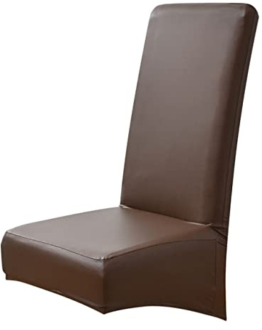Zerodeko Stretch Stuhlhussen aus Braunem Pu Leder und Ölbeständig Schützender Überzug für Esszimmerstühle im Küchen und Besprechungsbereich