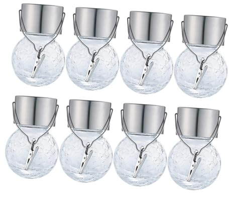 Artibetter 8piezas Lámparas Solares De Bola De Vidrio Con Diseño Grieta Luz Para Jardín Exterior Fácil Instalación Decorativas Para Patio y Eventos