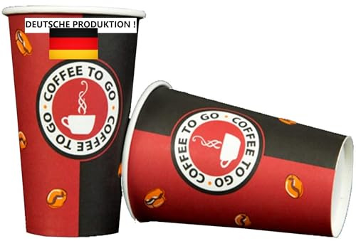 Made in DE, 1000 Stück 300 ml Kaffeebecher Coffee to go Pappe 12oz 0,3L | Hartpapier Pappbecher Cup