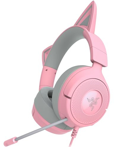 Razer Kraken Kitty V3 X Wired Gaming Headset: Kitty Ears - HyperClear Cardioid Mic - 40 mm Drivers - 7.1 Surround Sound 3.5mm PC, PS5, Xbox, Switch 2 - Pink (Renewed)