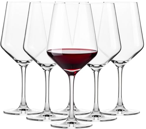 Glasmark KROSNO 1992 Copas de Vino Tinto - Transparente - Apto para Lavavajillas - Juego de 6-580 ml