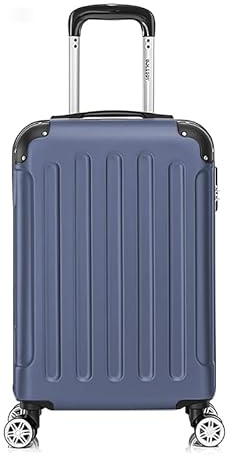Boleedy Handgepäck Koffer, Leichter Trolley Reisekoffer, 55x36x21 cm, Hartschalen Koffer, Reisekoffer Kabinenkoffer mit 4 Rollen 360°, Zahlenschloß (Dunkelblauer, M)