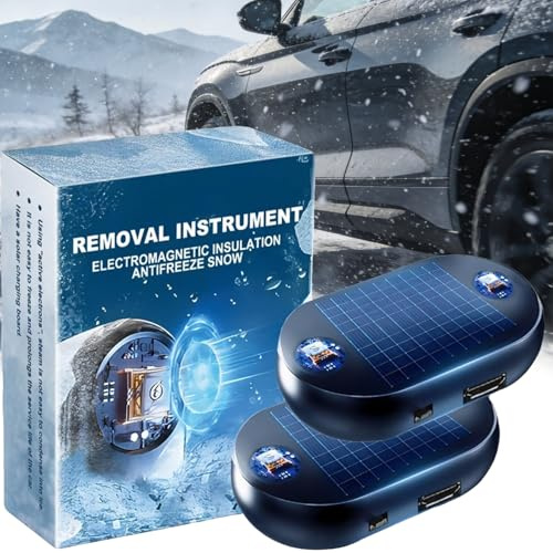 Bukbas Electromagnetic Car Deicer, 2PCS Electromagnetic Wave Anti-Freeze and Snow Removal Device, Cordless Car Snow Removal Device, Fast and Efficient Cars Defroster