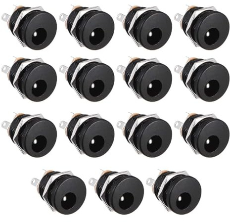 TA-VIGOR 5.5mm x 2.1mm DC Power Jack Socket, 3-Pin Female Panel Mount Connector - DC-022 Model Replacement for Audio, Video & Security Equipment 15Pcs