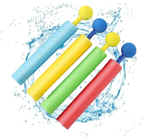 Wasserpistole Schaumstoff,Spritzpistole Wasser Bunte,Wasserpistole,Wasserspritzpistole,WasserpistoleKlein,Für Pool Strand Outdoor Junge Mädchen,33.5cm,Blau/Gelb/Grün/Rot,4 Stück