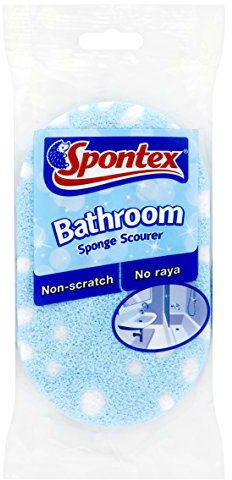 Spontex Bathroom Sponge Scourer | Powerful & Non-Scratch | Easy to Grip & Large for Bathrooms/Showers | 1 Count