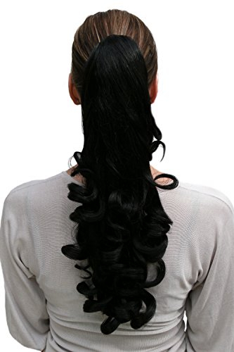 WIG ME UP - NC-19-2 Haarteil/Zopf, schwarz, gelockt ca. 45 cm