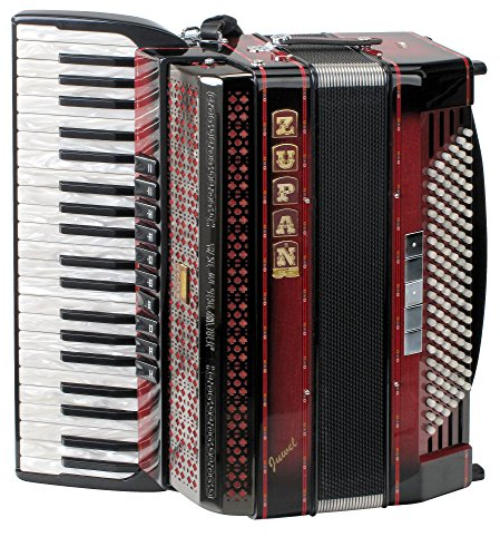 Zupan Juwel IV 120 EA/MHR Cassotto Akkordeon (42 Diskanttasten, 4-chörig, 120 Bassknöpfe, Holztastatur, inkl. Trageriemen und Koffer) Shadow Red