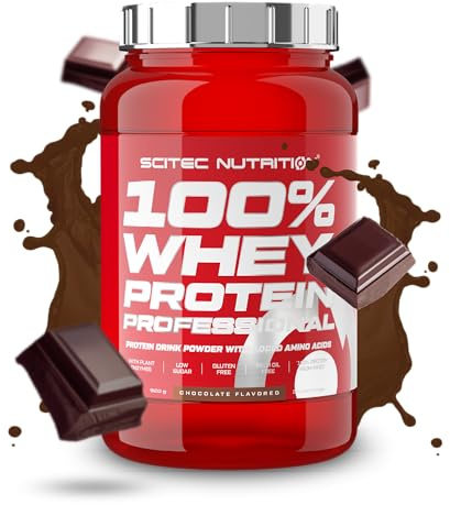 Scitec Nutrition 100% Whey Protein Professional - Molkenprotein-Komplex | Aus Konzentrat und Isolat - mit Verdauungsenzymen und zusätzlichen Aminosäuren - 920 g, Schokolade