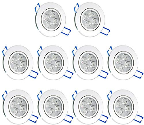 10 Pack,Pocketman 110V 4W Dimmable LED Ceiling Light Downlight,Cool White Spotlight Lamp Recessed Lighting Fixture,with LED Driver