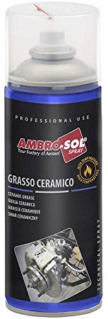 Ambro-Sol - G024 Grasso Spray Ceramico, Lubrificante Alte Temperature (1200°C) Ideale per Parti del Freno, Bomboletta Spray in Banda Stagnata 100% Riciclabile all'Infinito da 400 ml