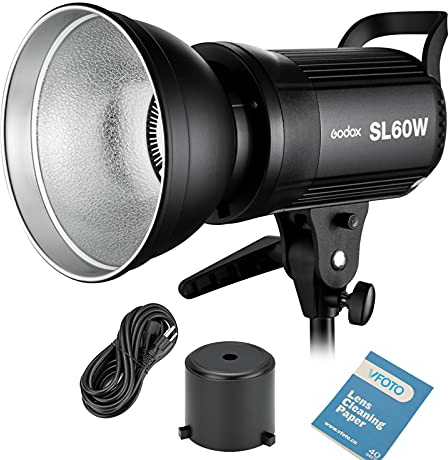 Godox SL60W LED Video Light Bianco 60W 5600K CRI95 TLCI90 Luce illuminazione Continuo Bowens Mount per Studio Fotografico Fotografia Registrazione Video (SL-60W)