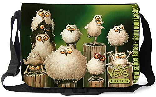 Veit's Gute Laune Tasche Schultertasche Laptoptasche Schultasche College Tasche mit Eulen-Motiv Huhus - TAB0264