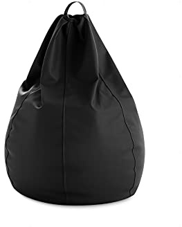 Textilhome Puff Pera XXL 90x90x130 cm Negro PVC con Relleno