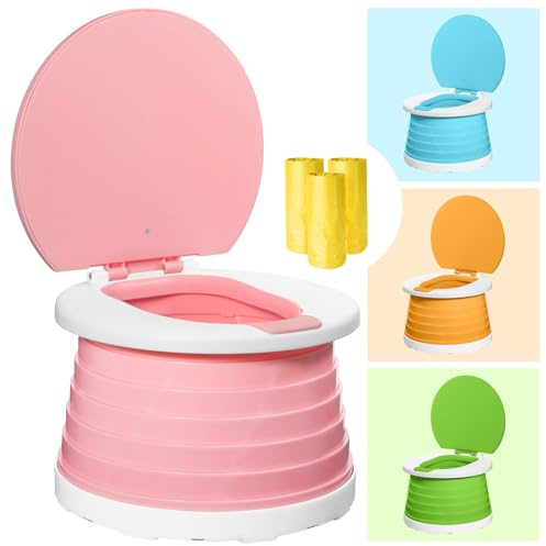 Spark Moments Orinal portátil para niños pequeños, plegable, portátil, para bebés, niños, silla de orinal, asiento para interiores y exteriores, fácil de transportar y usar, color rosa