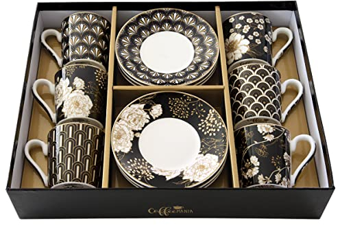 Easy life - easy life servizio caff set 6 tazzine espresso con piattino in porcellana fine china in scatola regalo capacit ml. 100r0126#artf