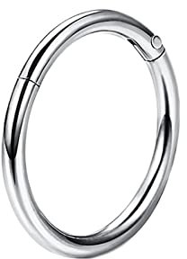 Homxi Zungenpiercing Set 1Pcs,16 Gauge Nasenring 1.2mm Lippenpiercing Chirurgenstahl Einfach Hoop 1,2x12mm Zungenpiercings Set Silber