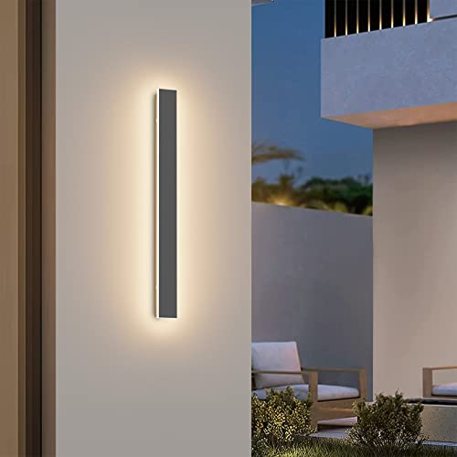 K-Bright 20W Lange Wandleuchte Villa Wandleuchte Dunkelgrau Wandleuchte Wasserdicht IP65 Außen LED Wandleuchte für Gärten, Terrassen,Schlafzimmer Wohnzimmer Innen wandleuchte, 60CM,Warmweiß