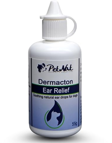 Petnat Dermacton Ear Relief Drops for Dogs | Stops head shaking, soothes sore, itchy, irritated ears | Stops Ear Odour & Discomfort Naturally