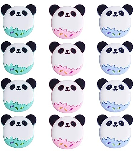 WEWAYSMILE 12pcs Fabrication Perles Rondes en Silicone, Silicone Perles Rondes, Pfabrication de Perles Rondes en Silicone, pour Bijoux Artisanat Collier Bracelet (Panda)