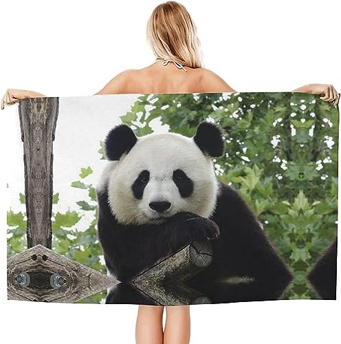 Buohwiwe Panda Strandtuch Groß 100x200 cm, Weich Schnell Trocknen Microfaser Handtücher, 3D Strandhandtuch Panda Strandtücher Badetuch Strandlaken Handtuch Herren Frauen Badetücher