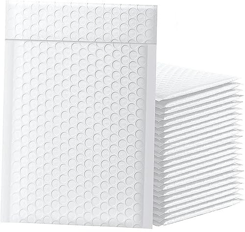 50 Stück Versandtaschen mit Luftpolsterfolie, gepolsterte Umschläge für Versandtaschen, Geschenkverpackungen, selbstklebende Beutel, Luftpolsterpolsterung, Schwarz, Weiß, Grün, Rosa, Weiß, 13 x 18 cm