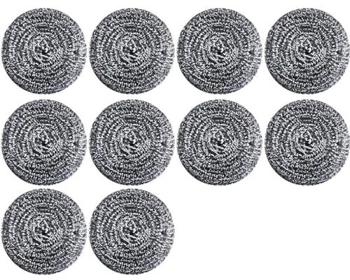 Stahlwolle-Wäscher, Schwere Langlebige Scheuermaschine Küchenreinigungswerkzeuge Edelstahl Drahtschwämme Zum Reinigen Von Geschirrtöpfen, Pfannen, Grills, 10 Stück (Größe : 11cm)