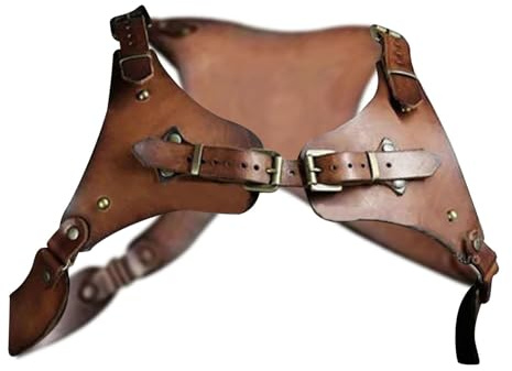 JISADER Arnés corporal para el pecho Steampunk, de hombro y pecho de cuero PU para hombres, cinturón corporal, de hombro para vestir, marron oscuro